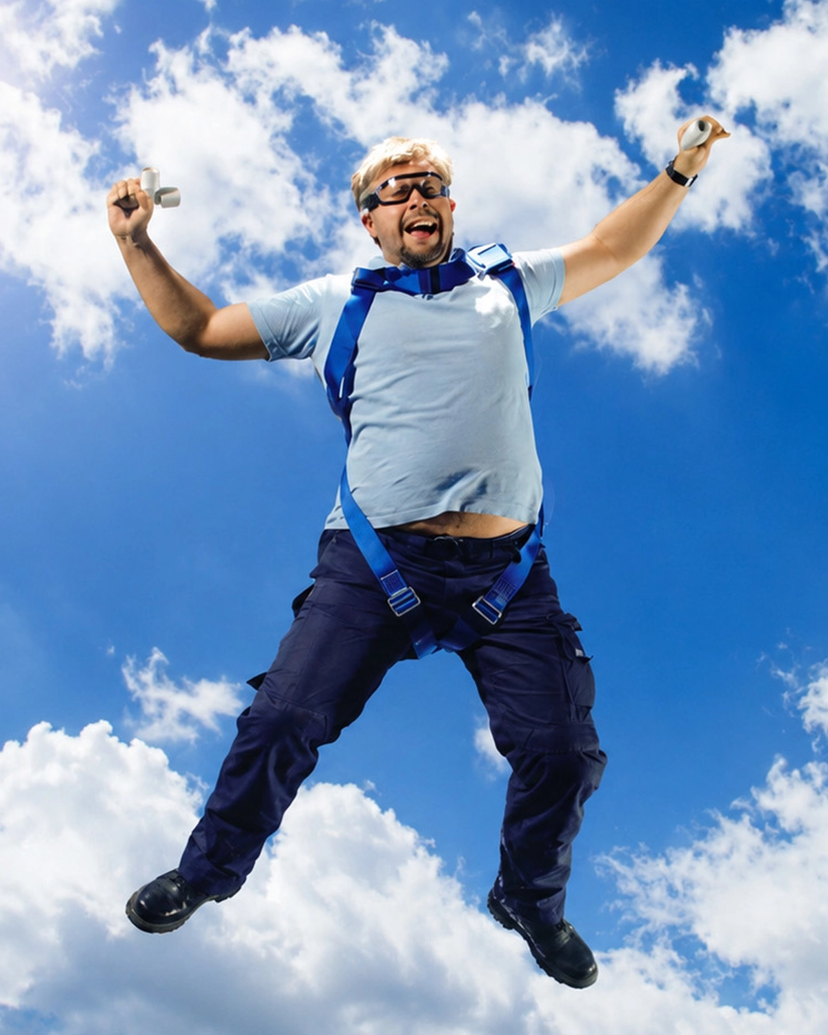 Max skydiving for the Live Life to the Max campaign.