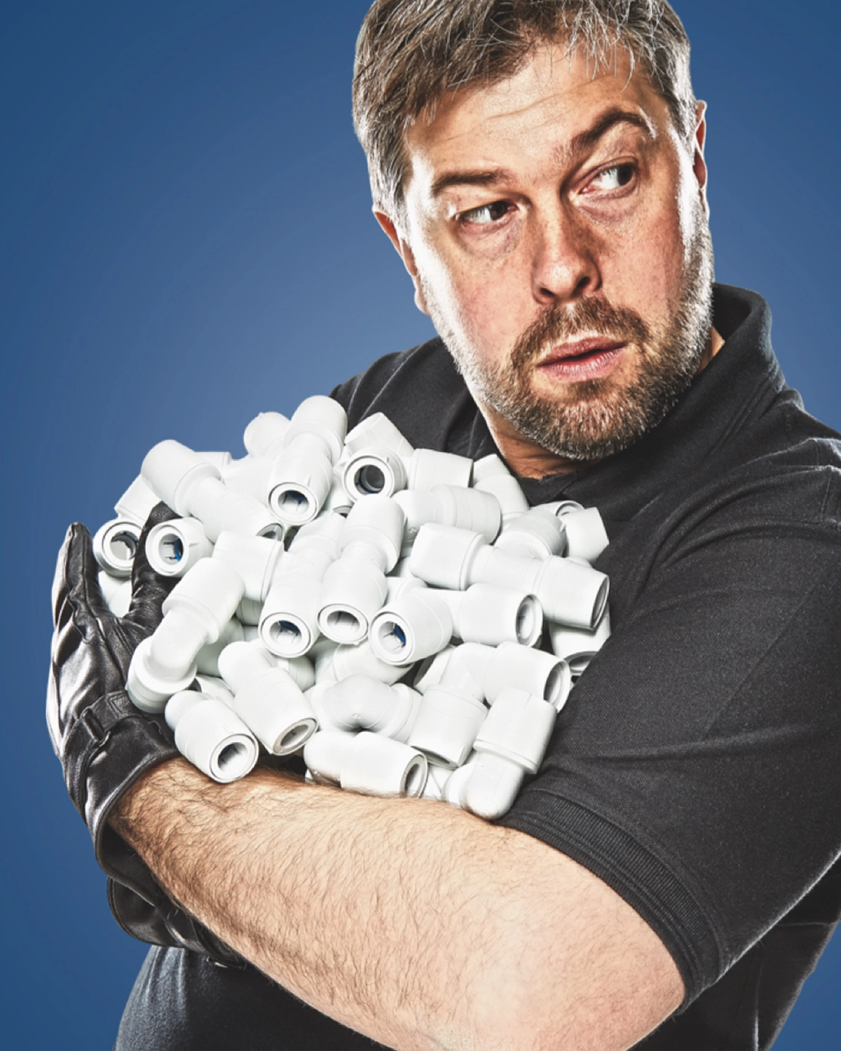 Max holding PolyMax fittings for the Mission Max campaign.